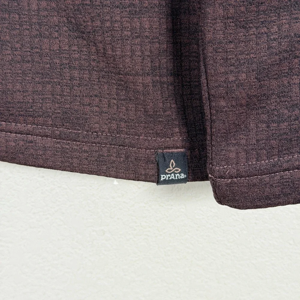 Prana Gavin Jacket Full Zip Fleece‎ Waffle Knit Mens L Brown Mock Neck Hiking